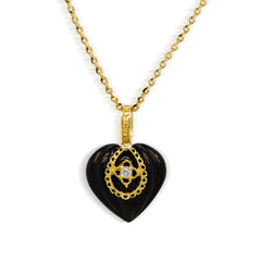 CANDY HEART SMALL ONYX 18K GOLD DIAMOND ENHANCER PENDANT