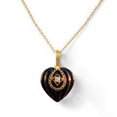 Candy Heart 18K Gold Onyx Diamond Small Pendant