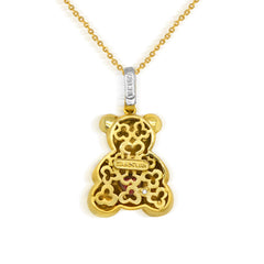 HEART SHAPE EMERALD DIAMONDS LARGE TEDDY BEAR CHARM PENDANT