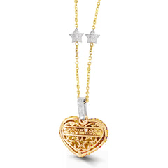 STARS AND STRIPES USA FLAG RUBY SAPPHIRE DIAMOND HEART PENDANT NECKLACE
