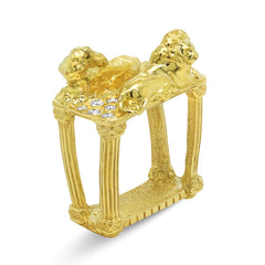 TWO KINGS 18K GOLD DIAMONDS LION RING