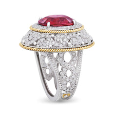 RUBELLITE AND DIAMONDS 18K GOLD RING