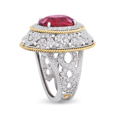 RUBELLITE AND DIAMONDS 18K GOLD RING