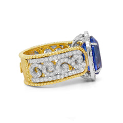 TANZANITE 18K TWO-TONE GOLD AND DIAMONDS RING