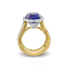 TANZANITE 18K TWO-TONE GOLD AND DIAMONDS RING