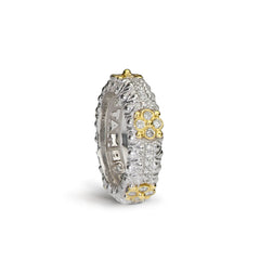 18K TWO-TONE WHITE YELLOW GOLD DIAMOND BAND RING