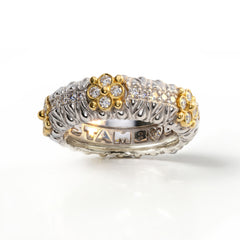18K White and Yellow Gold Diamond Band Ring