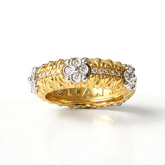 18K Yellow and White Gold Diamond Band Ring