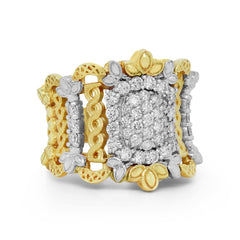 SMILE WIDE 18K TWO TONE GOLD AND DIAMONDS RING