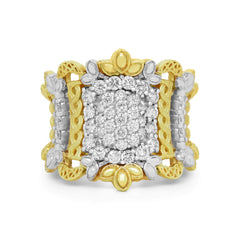 SMILE WIDE 18K TWO TONE GOLD AND DIAMONDS RING