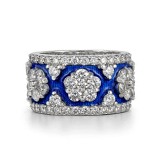 Colors of Life Cobalt Blue Enamel Diamond Band Ring