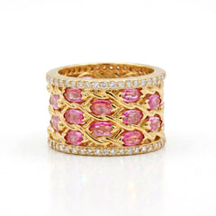 Ambition 18K Gold Pink Sapphire Diamond Band Ring