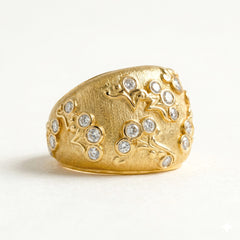 Stambolian 18K Yellow Gold Diamond Dome Ring Top View with Star-Set Diamonds