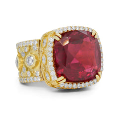 RUBELLITE AND DIAMONDS 18K GOLD RING