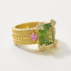 HAPPINESS PERIDOT PINK SAPPHIRE DIAMONDS RING