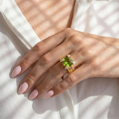 HAPPINESS PERIDOT PINK SAPPHIRE DIAMONDS RING