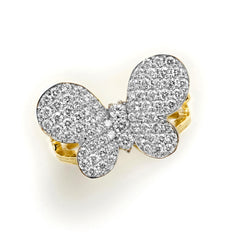 18K TWO-TONE GOLD AND DIAMOND BUTTERFLY RING