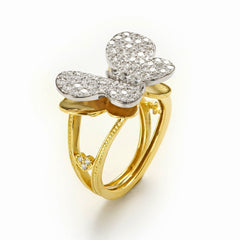 18K TWO-TONE GOLD AND DIAMOND BUTTERFLY RING