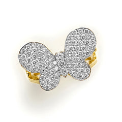 18K TWO-TONE GOLD AND DIAMOND BUTTERFLY RING