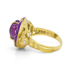 CANDY HEART AMETHYST PURPLE ENAMEL RING
