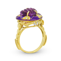 CANDY HEART AMETHYST PURPLE ENAMEL RING