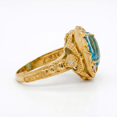 Candy Heart 18K Gold Blue Topaz Diamond Ring