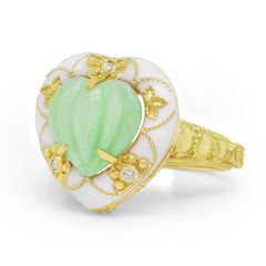 CANDY HEART MINT CHRYSOPRASE WHITE ENAMEL RING