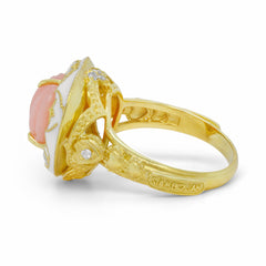 CANDY HEART PINK OPAL WHITE ENAMEL RING