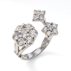 Diamond Fantasies Three Cluster White Gold Ring