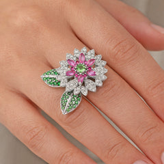 Stambolian Blooming Orchid Ring Side Angle Showing Layered Petal Detail