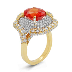 SPESSARTINE GARNET 18K GOLD AND DIAMOND RING