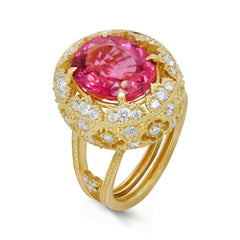 COLORS OF PASSION 18K GOLD DIAMONDS RUBELLITE RING