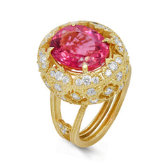 COLORS OF PASSION 18K GOLD DIAMONDS RUBELLITE RING