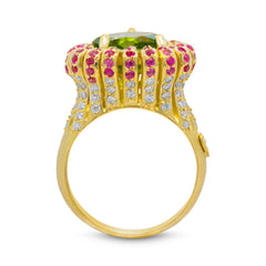 SWEETHEART HEART SHAPE PERIDOT PINK SAPPHIRE RING