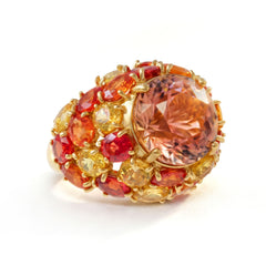 Color Changing Tourmaline Sapphire Cluster Ring