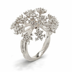 DIAMOND FANTASIES 18K WHITE GOLD AND DIAMOND TREE RING