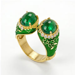 Colors of Life Tsavorite Green Enamel Ring