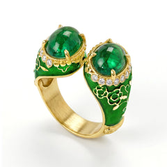 Colors of Life Tsavorite Green Enamel Ring