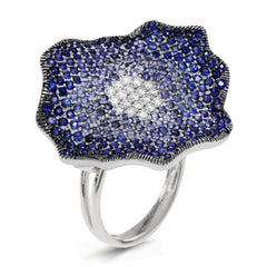 SHADED BLUE SAPPHIRE DIAMONDS 18K GOLD RING