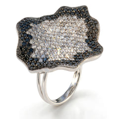 Shaded Black and White Diamond Organic Ring