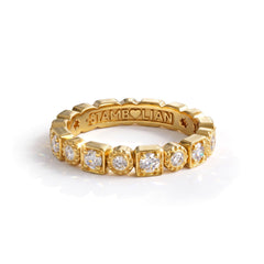 Tic Tac Toe Gold Diamond Stackable Ring