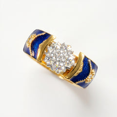 Colors of Life Cobalt Blue Enamel Diamond Cluster Ring