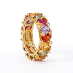 Multi Color Sapphire and Diamond Eternity Band