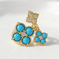 Happiness Sleeping Beauty Turquoise Cluster Ring