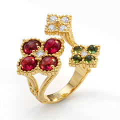 Happiness Cabochon Tourmaline Cluster Bypass Ring