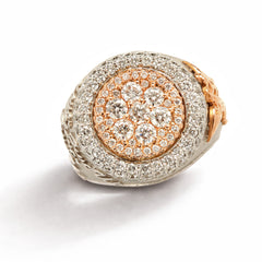 NEVER GIVE UP 18K PINK WHITE GOLD DIAMOND MENS RING