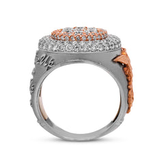 NEVER GIVE UP 18K PINK WHITE GOLD DIAMOND MENS RING