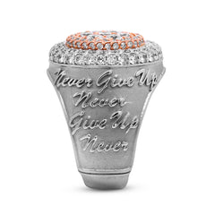 NEVER GIVE UP 18K PINK WHITE GOLD DIAMOND MENS RING