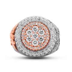 NEVER GIVE UP 18K PINK WHITE GOLD DIAMOND MENS RING
