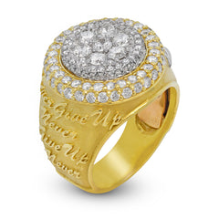 NEVER GIVE UP 18K GOLD AND DIAMONDS MENS RING
